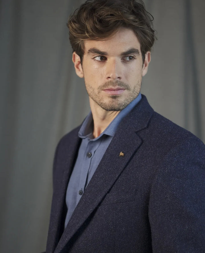 Magee Ennis Tweed Blazer Herringbone Blue