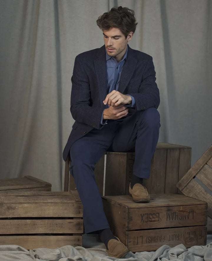 Magee Ennis Tweed Blazer Herringbone Blue
