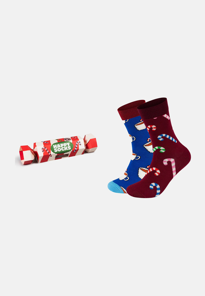Happy Socks 2-pack Holiday Striped Cracker Dark Red
