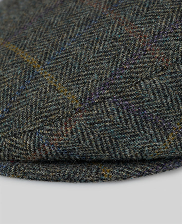 Magee Donegal Tweed Flat Cap in Moss Check Green