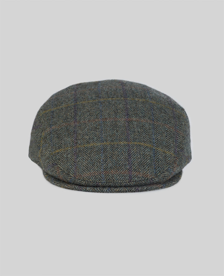 Magee Donegal Tweed Flat Cap in Moss Check Green