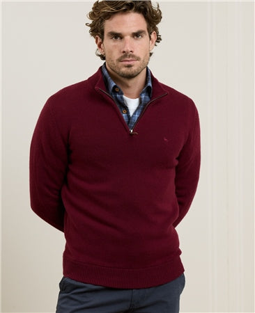 Magee Lunnaigh Lambswool 1/4 Zip Burgandy