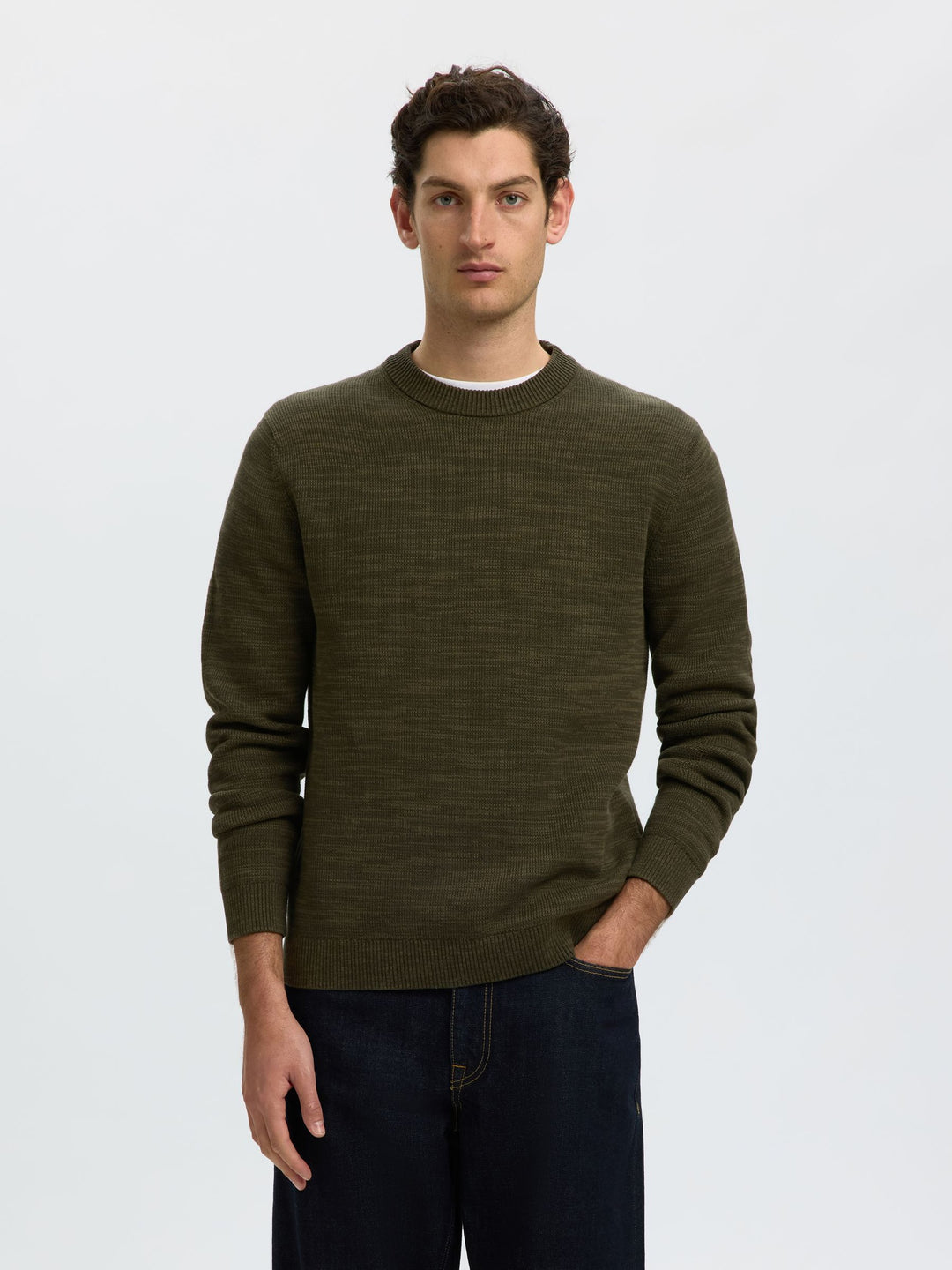 Selected Dane Crew Neck Pullover Forest Night
