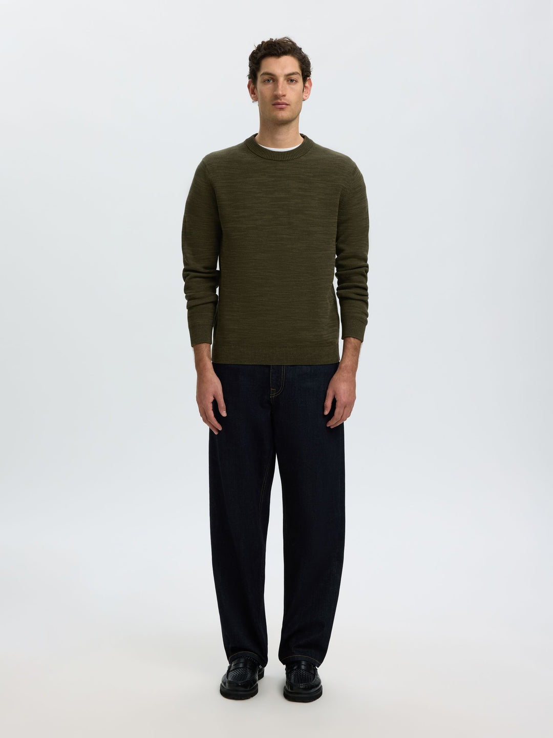Selected Dane Crew Neck Pullover Forest Night
