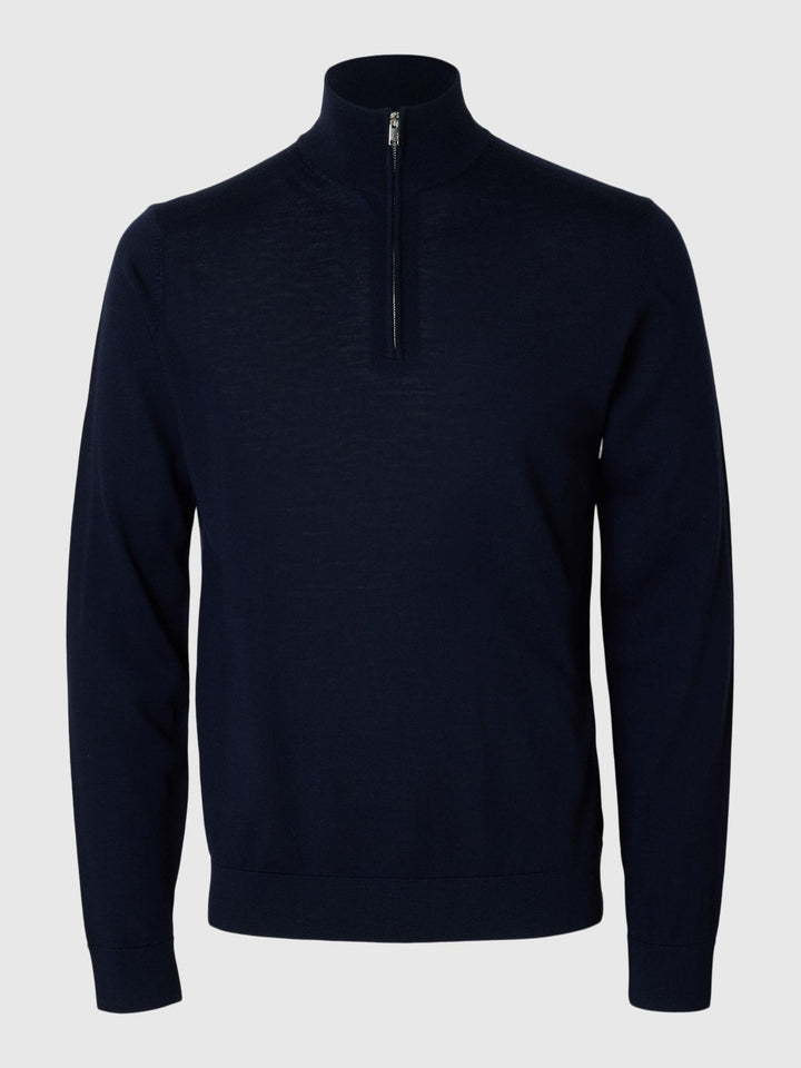 Selected Homme Merino Wool 1/2 Zip Jumper Navy