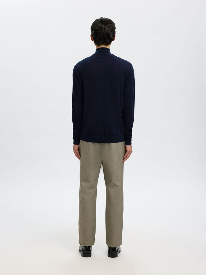 Selected Homme Merino Wool 1/2 Zip Jumper Navy
