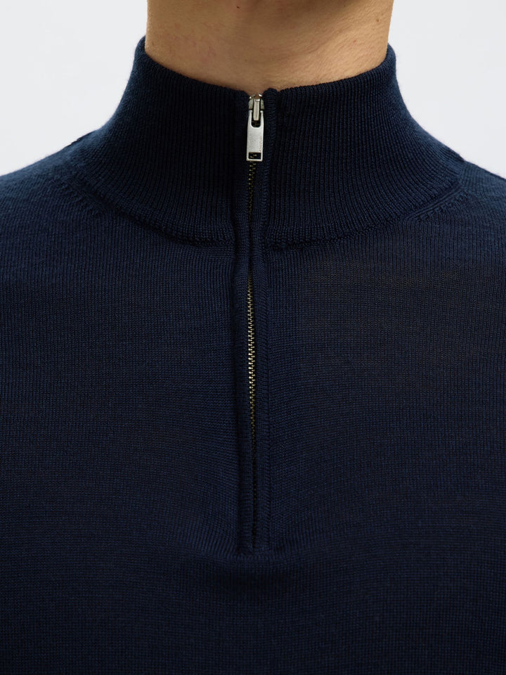Selected Homme Merino Wool 1/2 Zip Jumper Navy