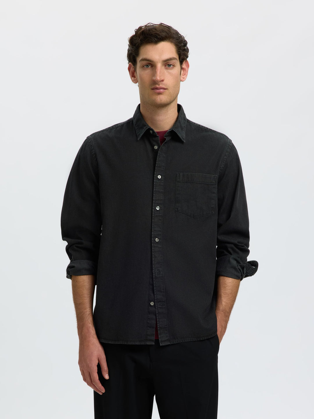 Selected Carlos Long Sleeve Denim Shirt Black