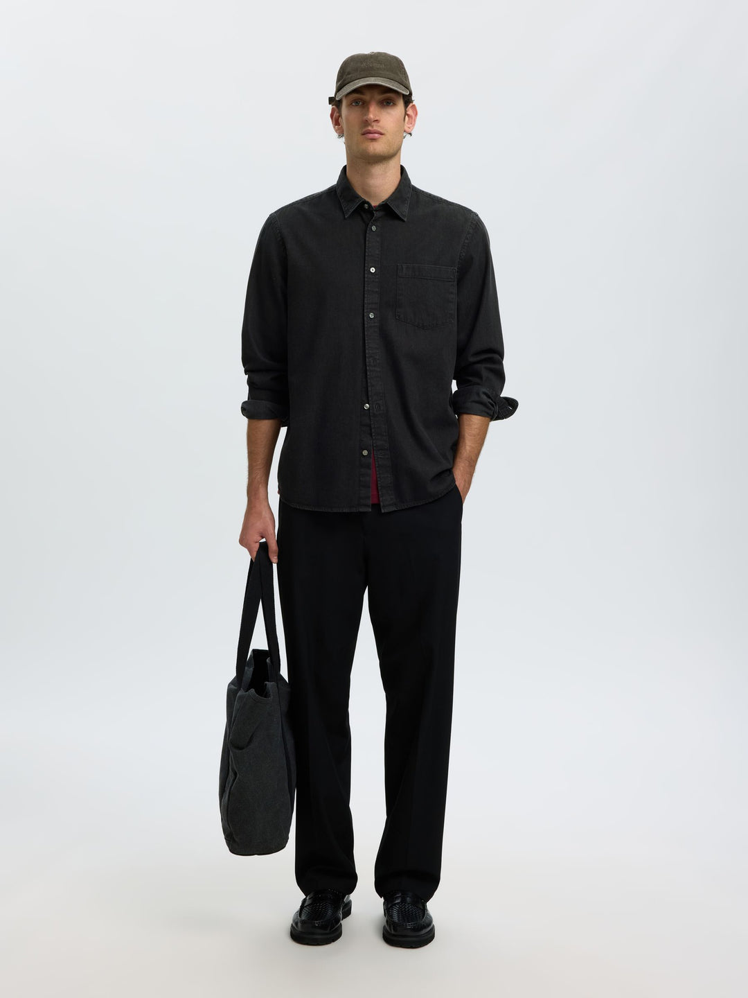 Selected Carlos Long Sleeve Denim Shirt Black