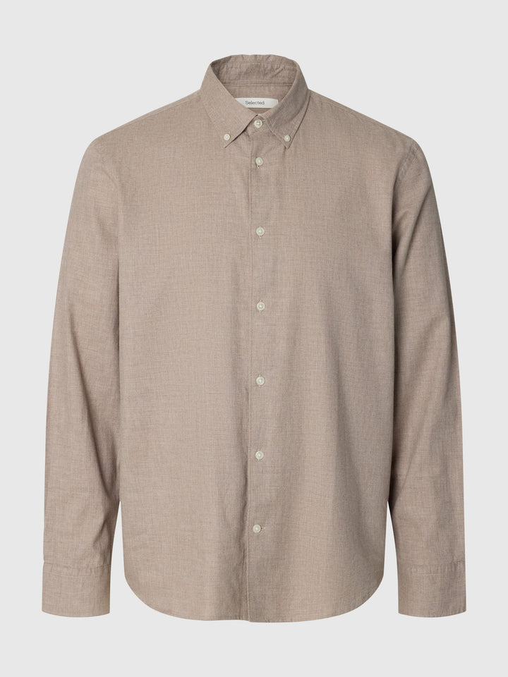 Selected Jay Cotton Long Sleeve Shirt Cornstalk