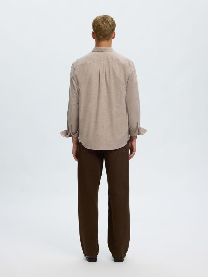 Selected Jay Cotton Long Sleeve Shirt Cornstalk