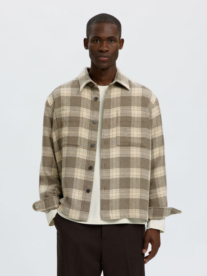 Selected Homme Pablo Wool-Blend Overshirt Oatmeal
