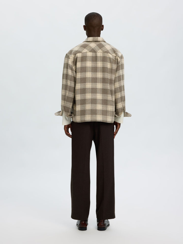 Selected Homme Pablo Wool-Blend Overshirt Oatmeal