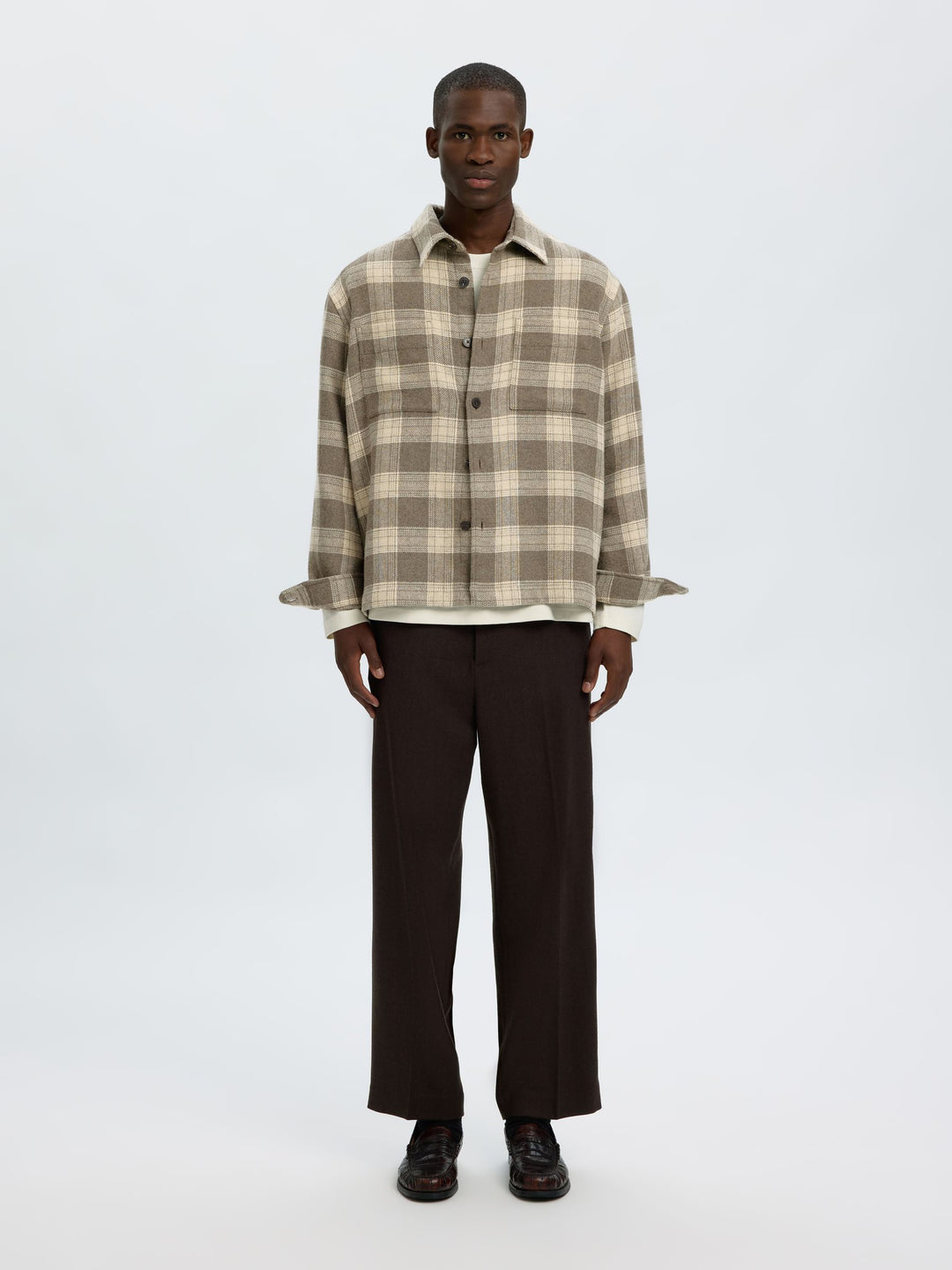 Selected Homme Pablo Wool-Blend Overshirt Oatmeal