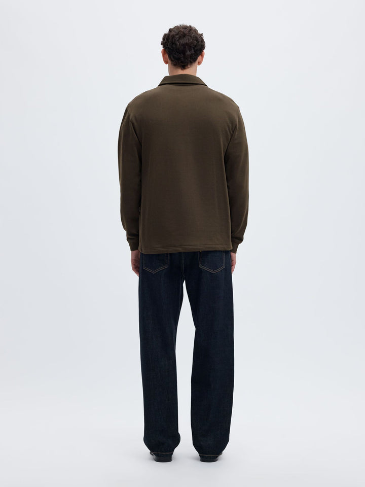 Selected Scott Cotton Half-Zip Pullover Coffee