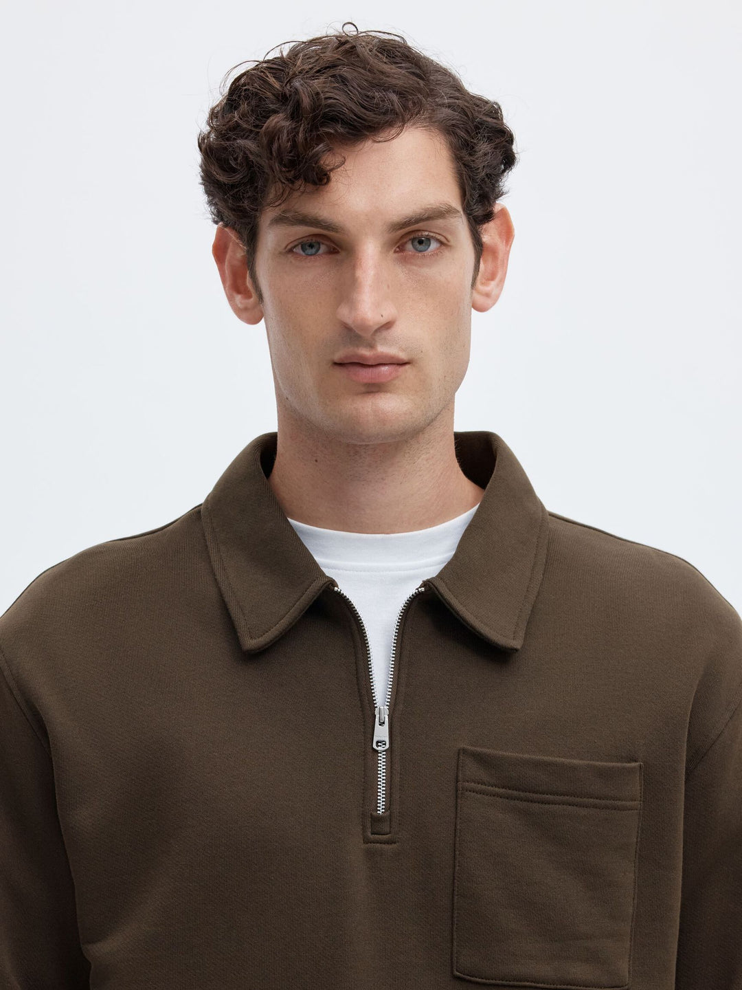 Selected Scott Cotton Half-Zip Pullover Coffee