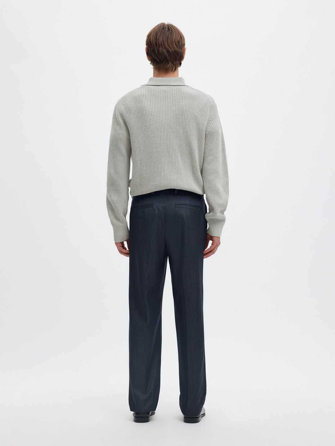 Selected Egret Ribbed Pullover Light Grey Melange