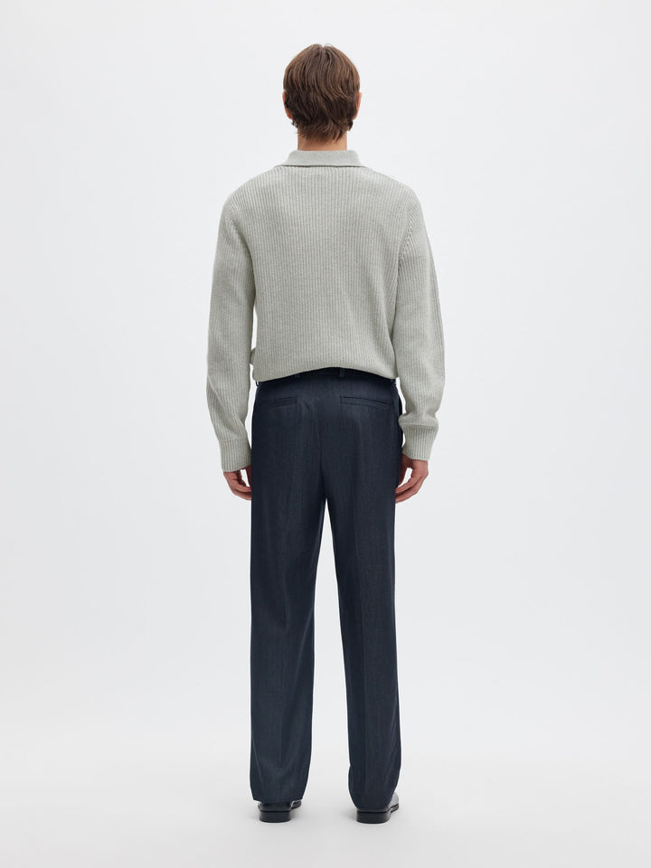 Selected Egret Ribbed Pullover Light Grey Melange