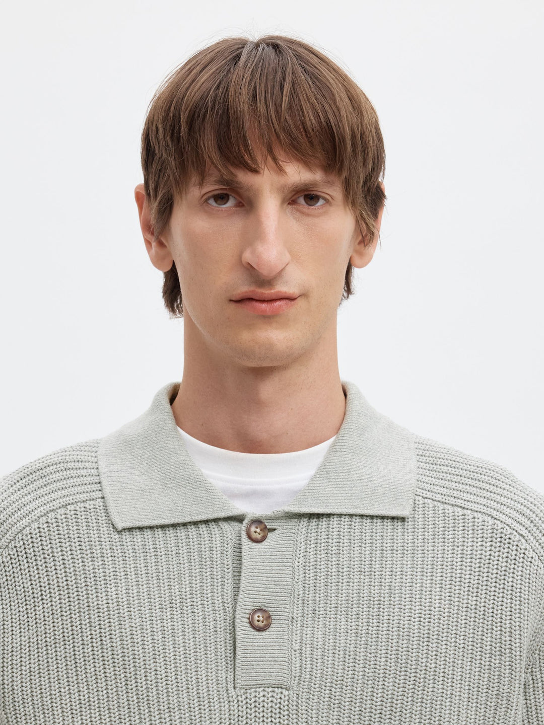 Selected Egret Ribbed Pullover Light Grey Melange