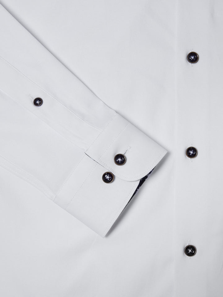 Remus Uomo White Seville Long Sleeve Semi-Formal Shirt