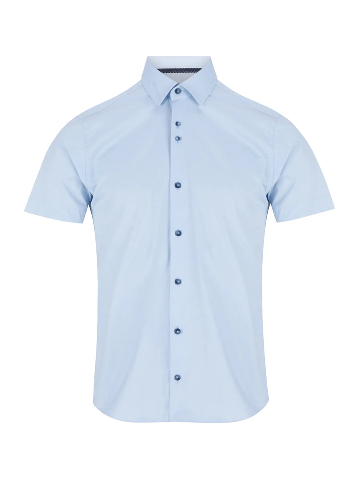 Remus Uomo Short Sleeve Semi-Formal Shirt Light Blue