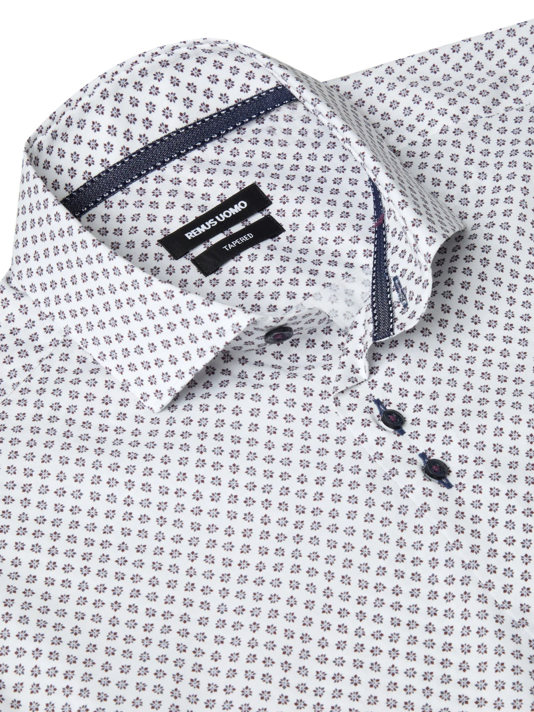 Remus Uomo Seville Long Sleeve Shirt Navy & White