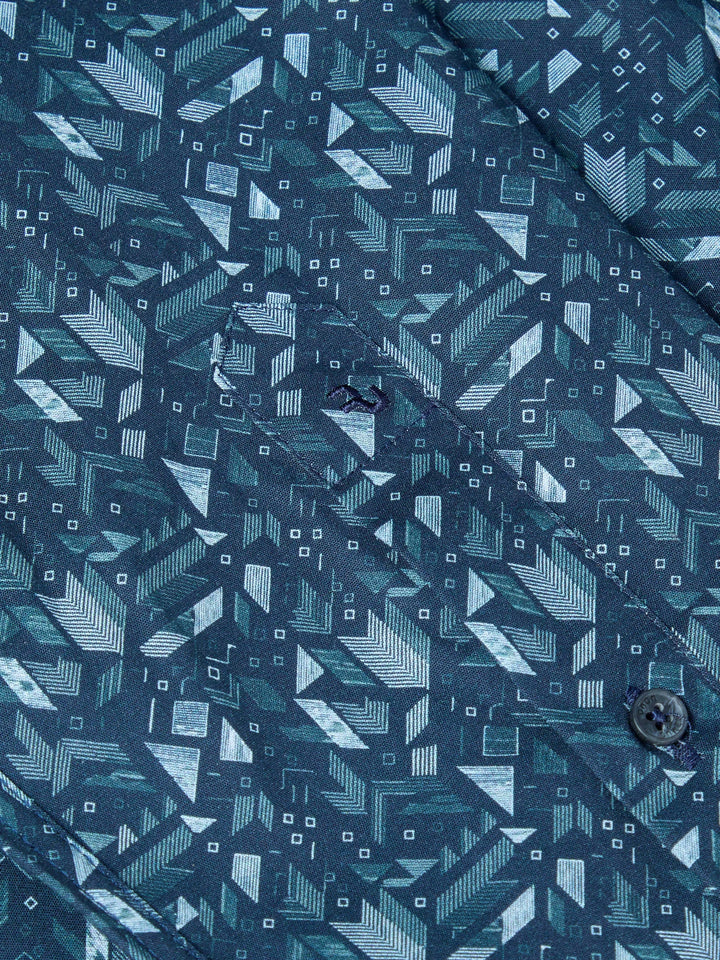Remus Uomo Tapered Fit Casual Shirt Printed Blue