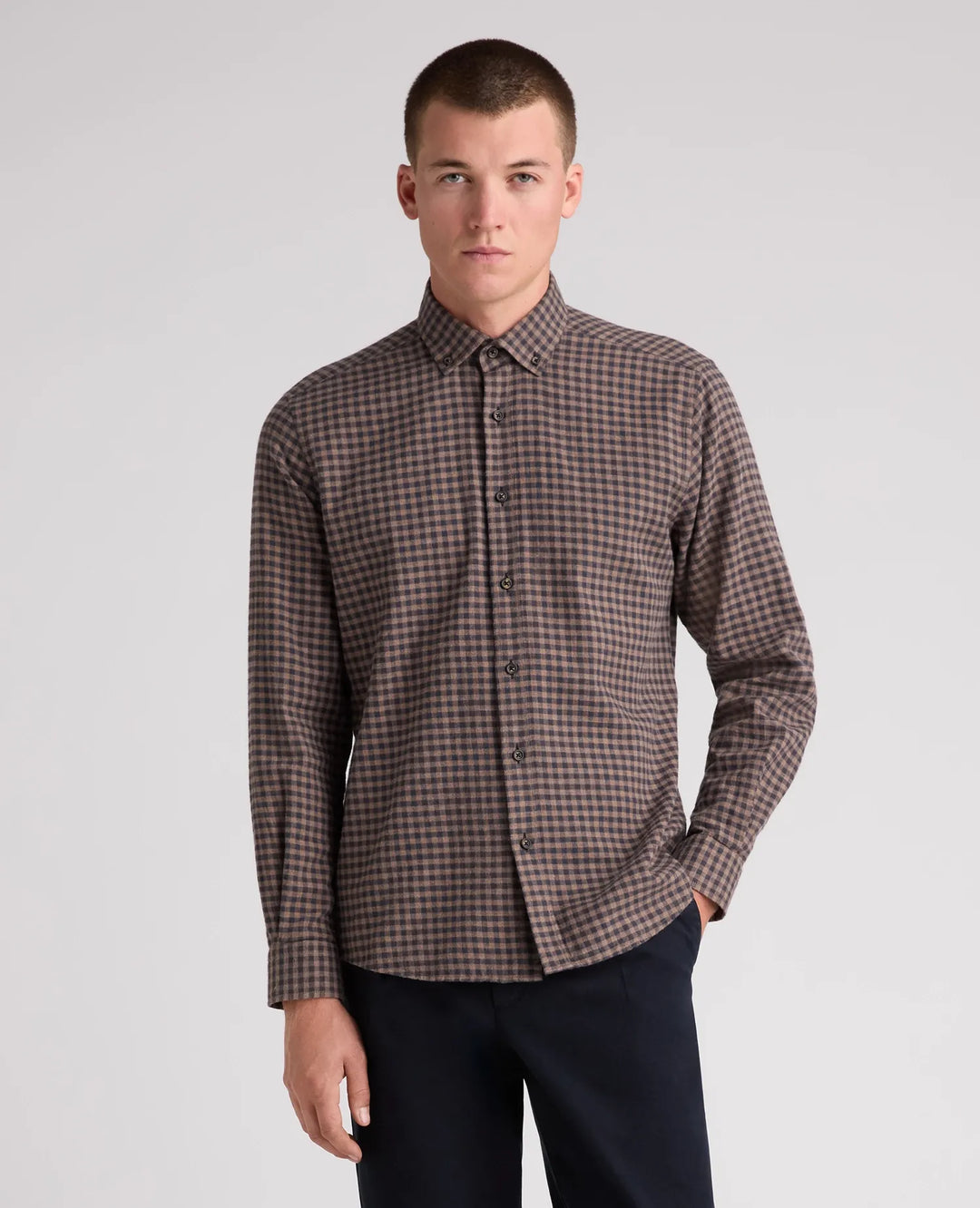 Remus Uomo Tapered Fit Brown Casual Shirt