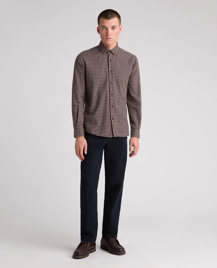Remus Uomo Tapered Fit Brown Casual Shirt