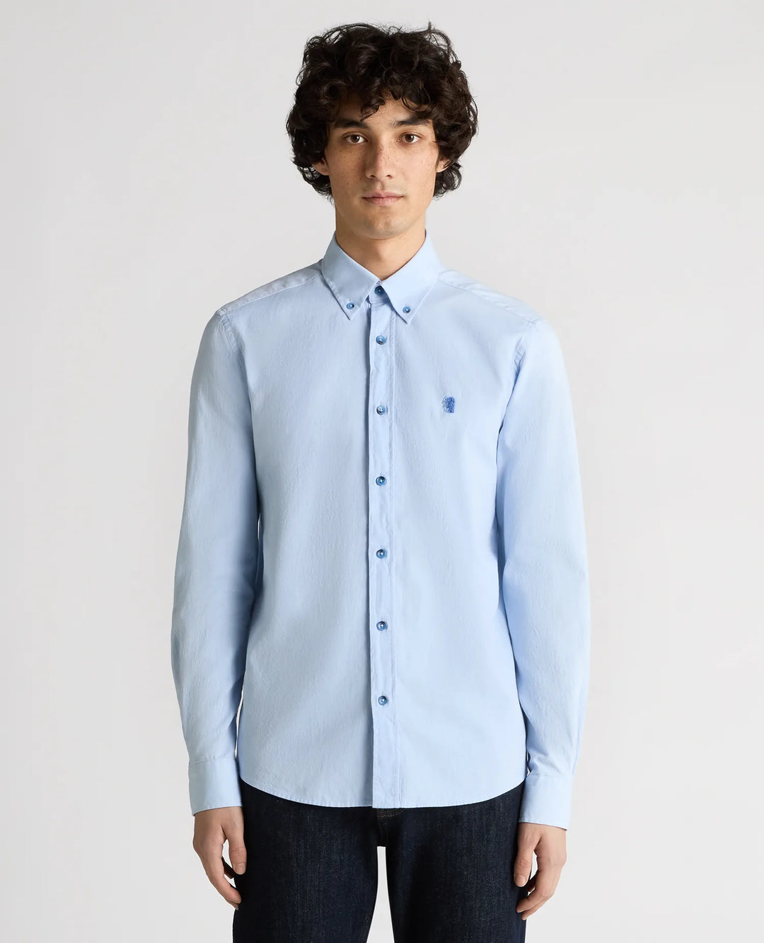 Remus Uomo Sky Blue Slim Long Sleeve Oxford Shirt