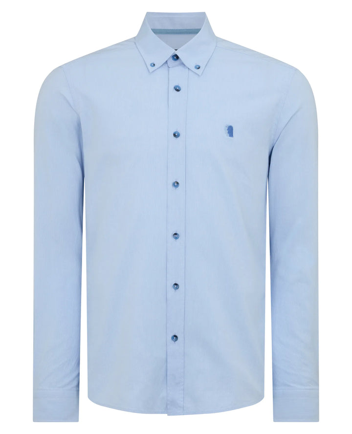 Remus Uomo Sky Blue Slim Long Sleeve Oxford Shirt