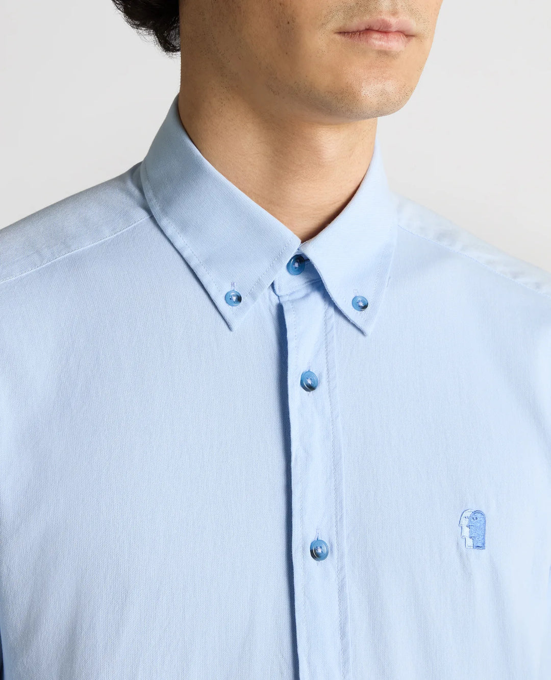 Remus Uomo Sky Blue Slim Long Sleeve Oxford Shirt
