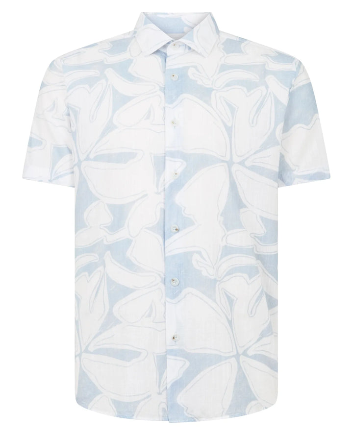 Remus Uomo Tapered Fit Sort Sleeve Shirt Sky Blue