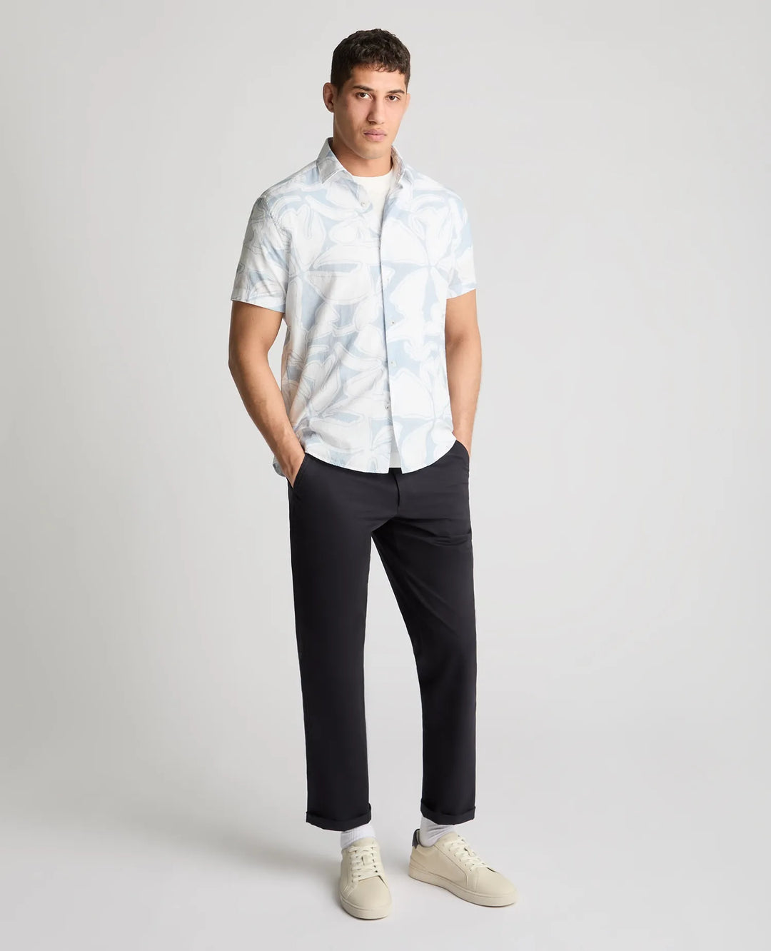 Remus Uomo Tapered Fit Sort Sleeve Shirt Sky Blue