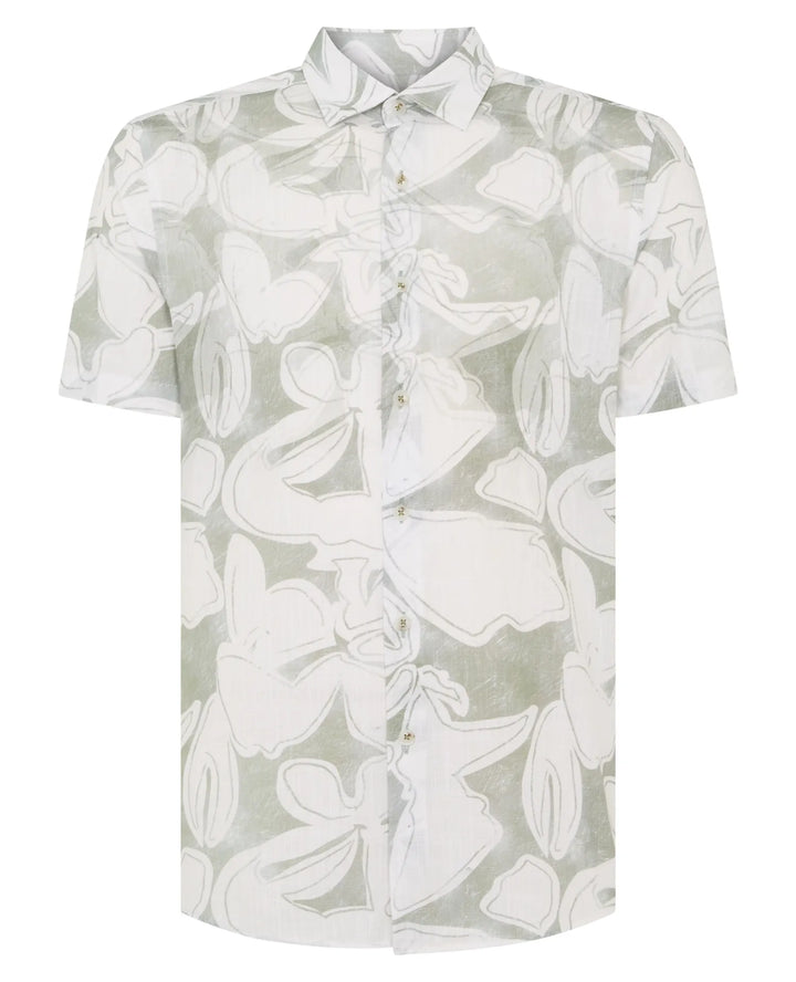 Remus Uomo Tapered Fit Sort Sleeve Shirt Light Green