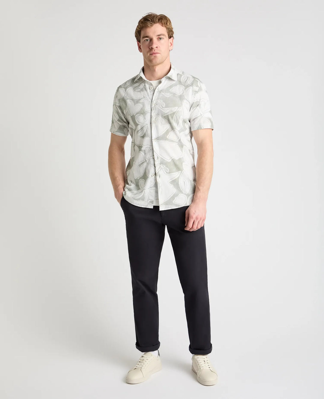 Remus Uomo Tapered Fit Sort Sleeve Shirt Light Green