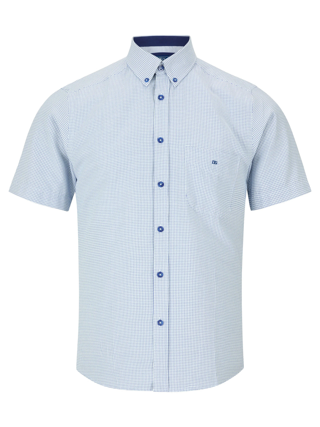 DG's Drifter Blue and White Regular Short Sleeve Casual Shirt