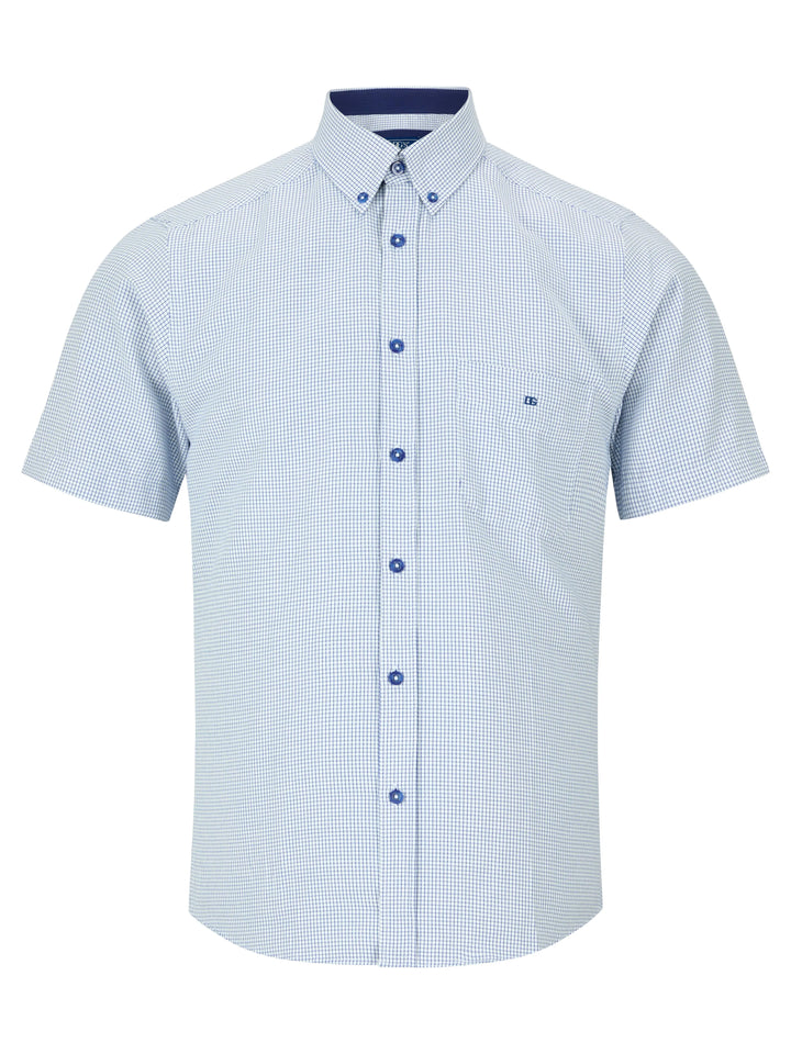 DG's Drifter Blue and White Regular Short Sleeve Casual Shirt