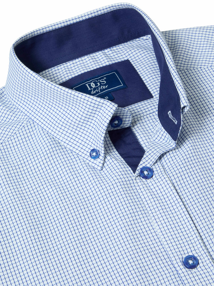 DG's Drifter Blue and White Regular Short Sleeve Casual Shirt