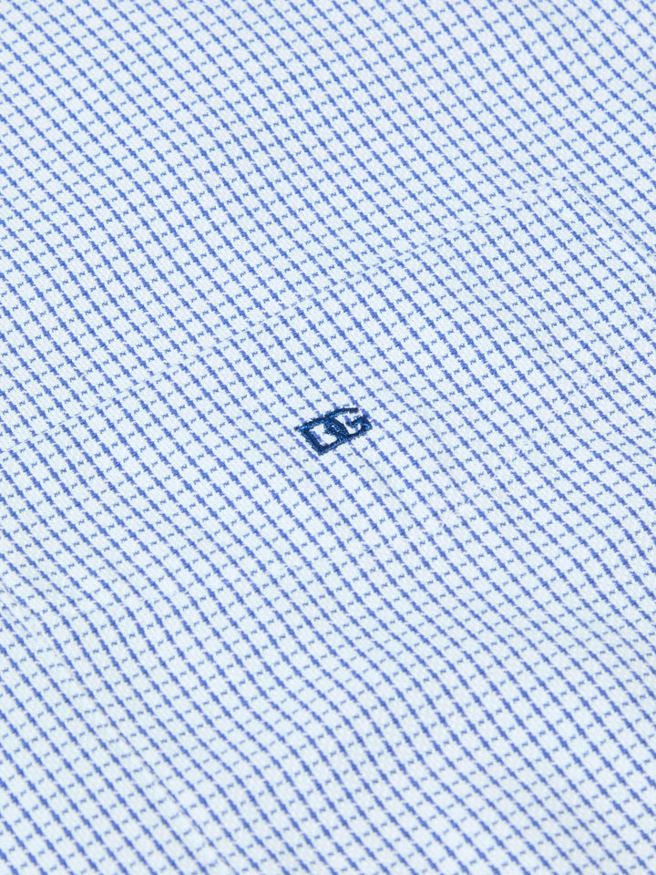 DG's Drifter Blue and White Regular Short Sleeve Casual Shirt