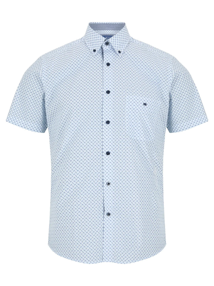 DG's Drifter Blue and White Regular Short Sleeve Casual Shirt IMAGE