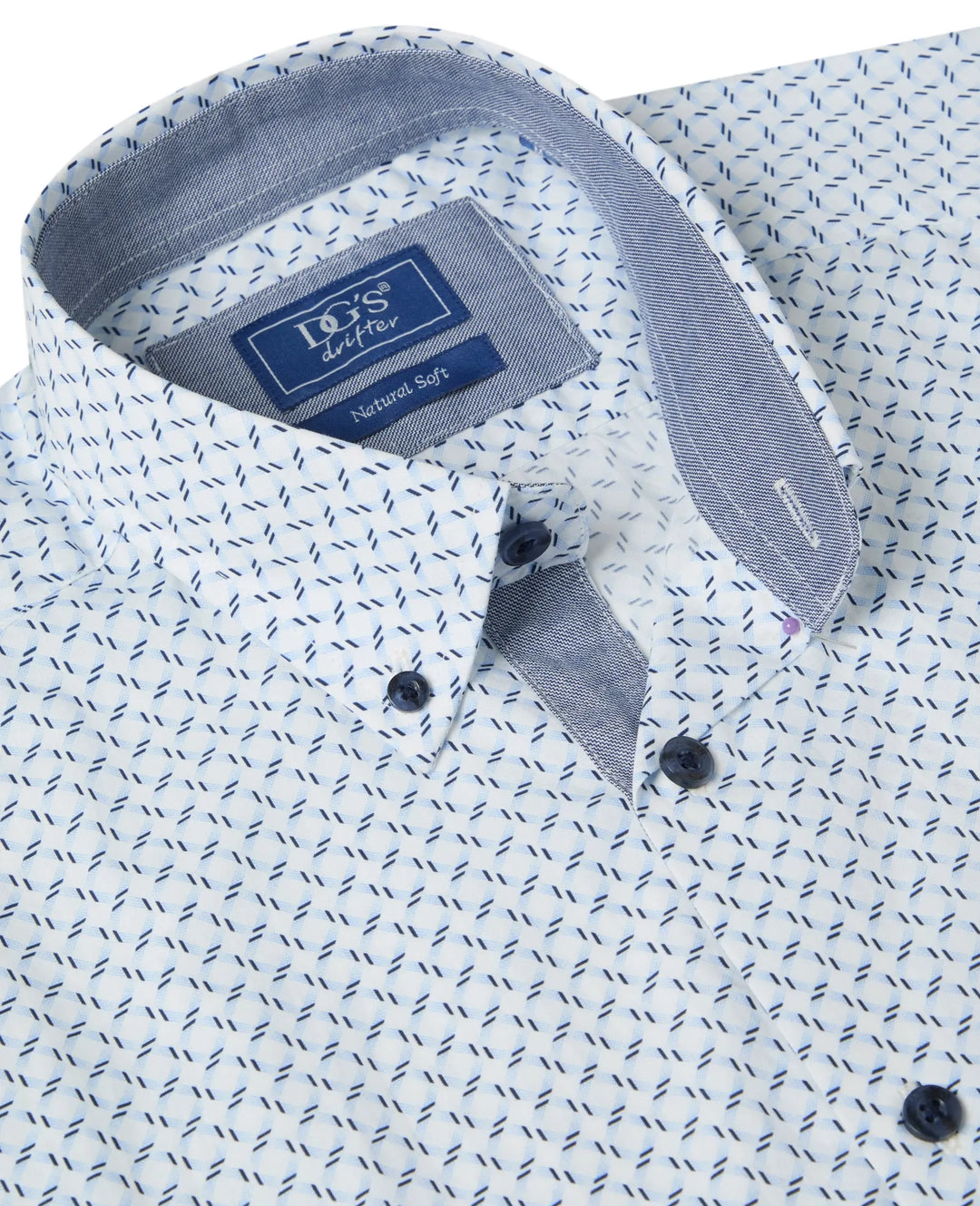 DG's Drifter Blue and White Regular Short Sleeve Casual Shirt IMAGE