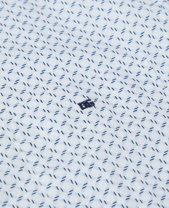 DG's Drifter Blue and White Regular Short Sleeve Casual Shirt IMAGE