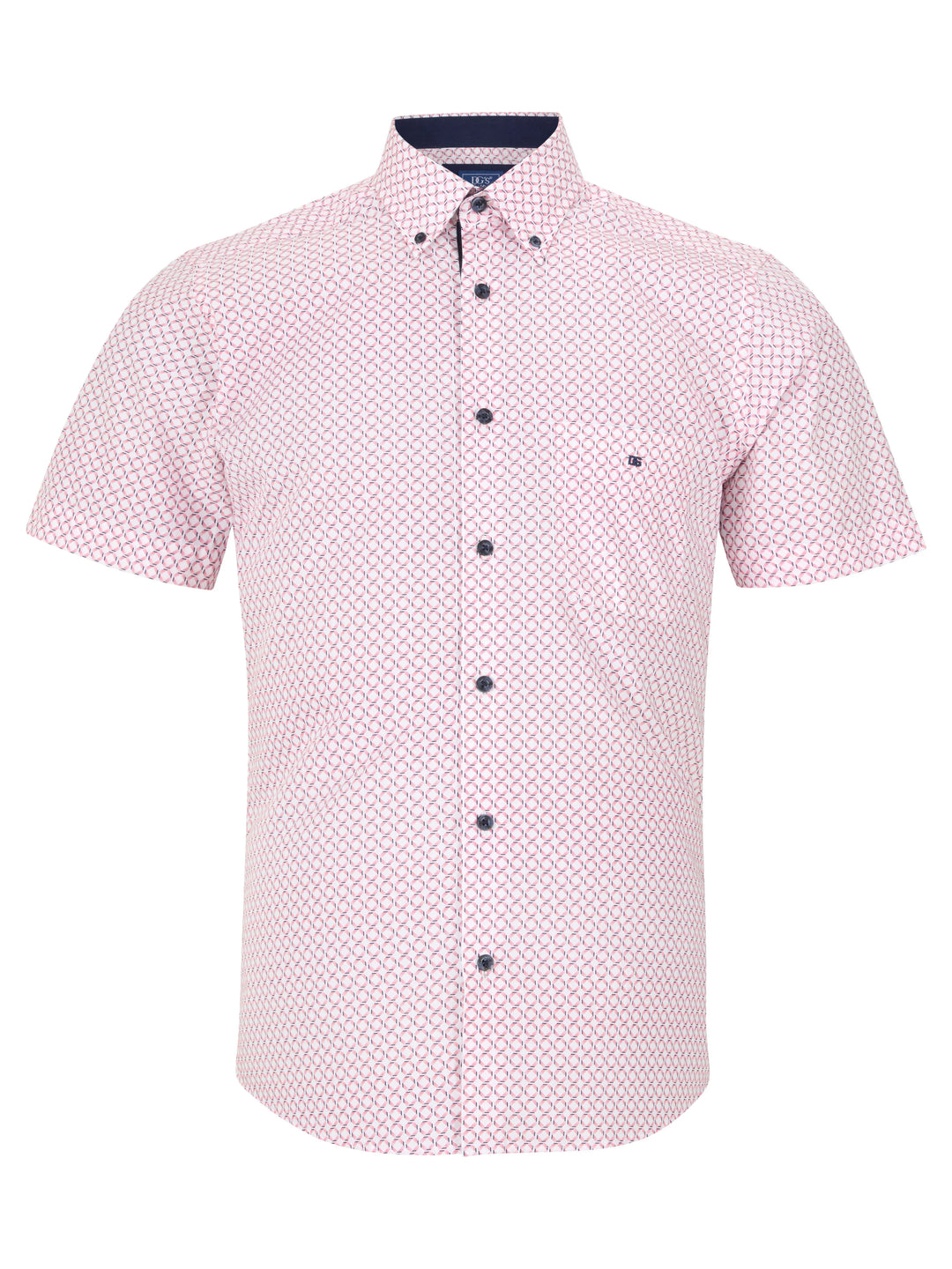 DG's Drifter Red and White Regular Short Sleeve Casual Shirt