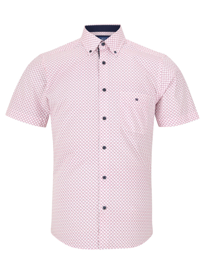 DG's Drifter Red and White Regular Short Sleeve Casual Shirt