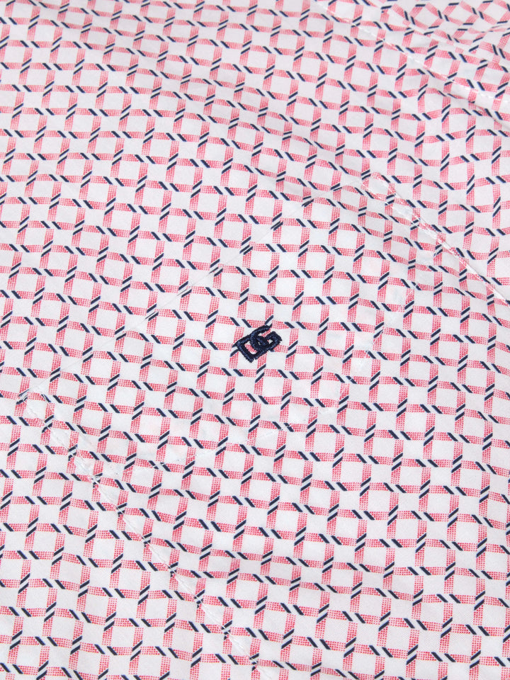 DG's Drifter Red and White Regular Short Sleeve Casual Shirt