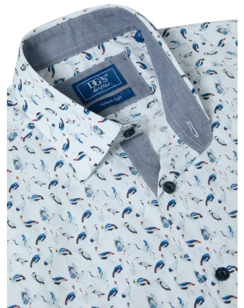 DG's Drifter Blue and White Regular Short Sleeve Casual Shirt