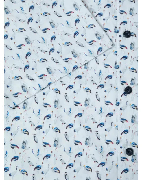 DG's Drifter Blue and White Regular Short Sleeve Casual Shirt