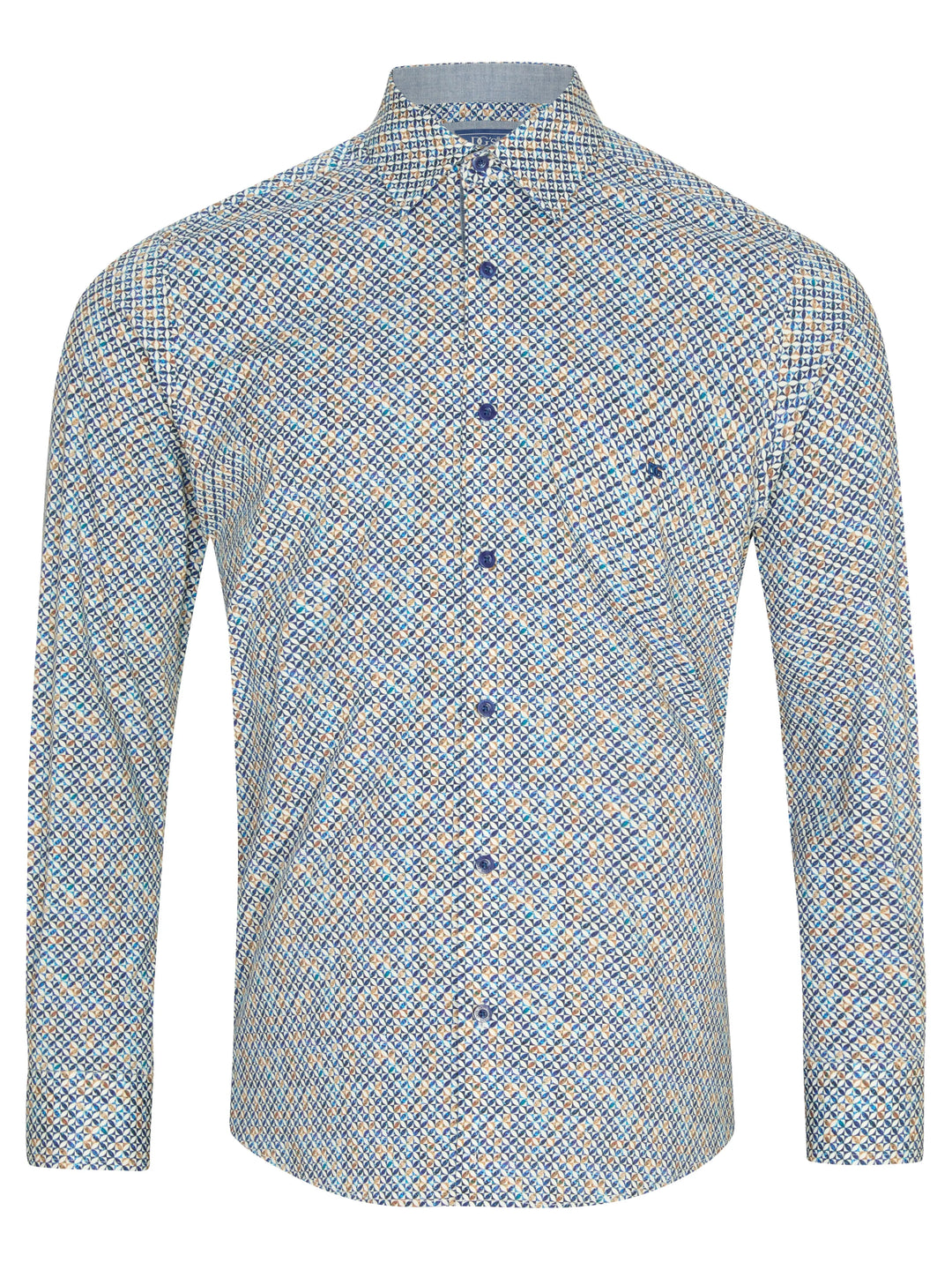 DG's Drifter Casual Shirt Blue Geometric Design