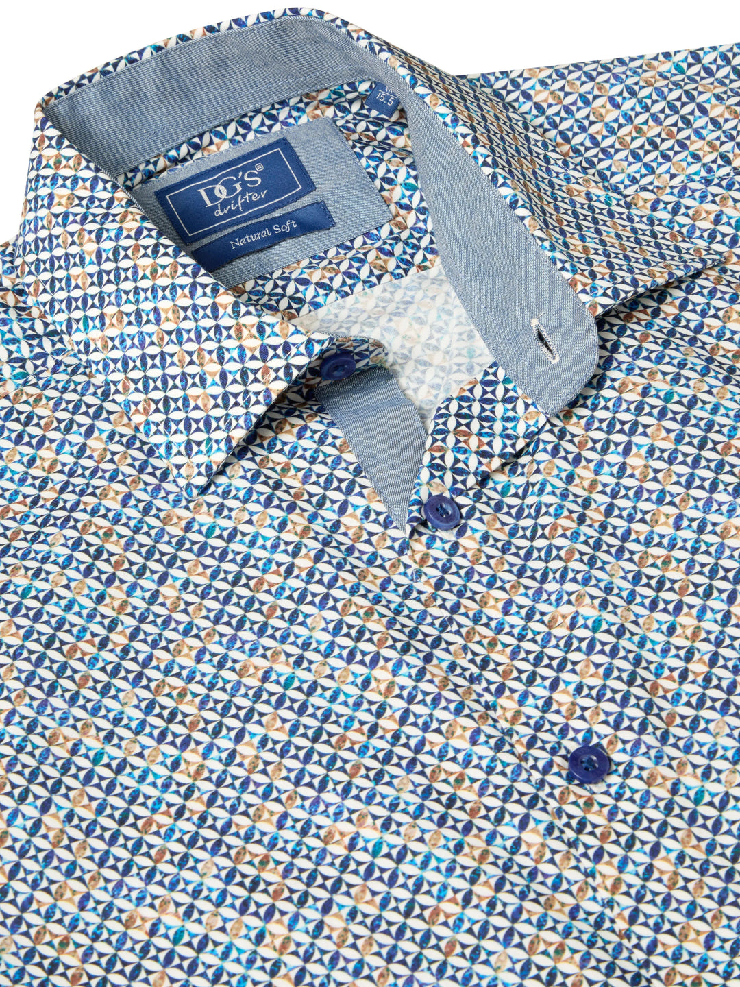DG's Drifter Casual Shirt Blue Geometric Design